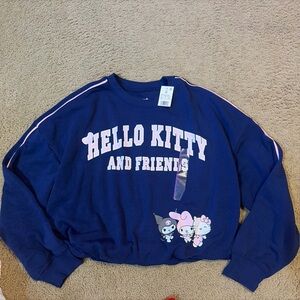 NWT Sanrio Hello Kitty and Friends Graphic Cropped Crewneck Sweatshirt XL